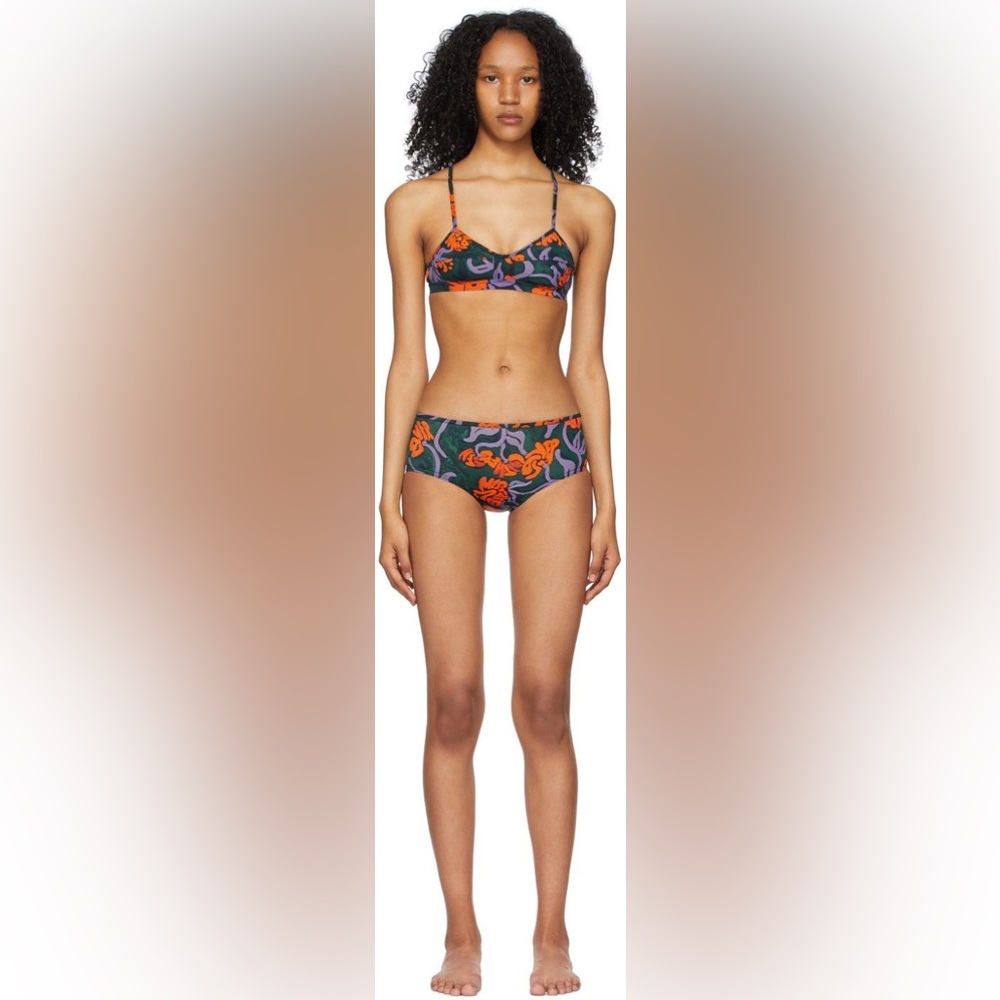 NWT Marni Green Floral Stretch Bikini Set IT 44 US 8 Resortwear Swim Beach